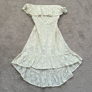 Cream lace strapless dress